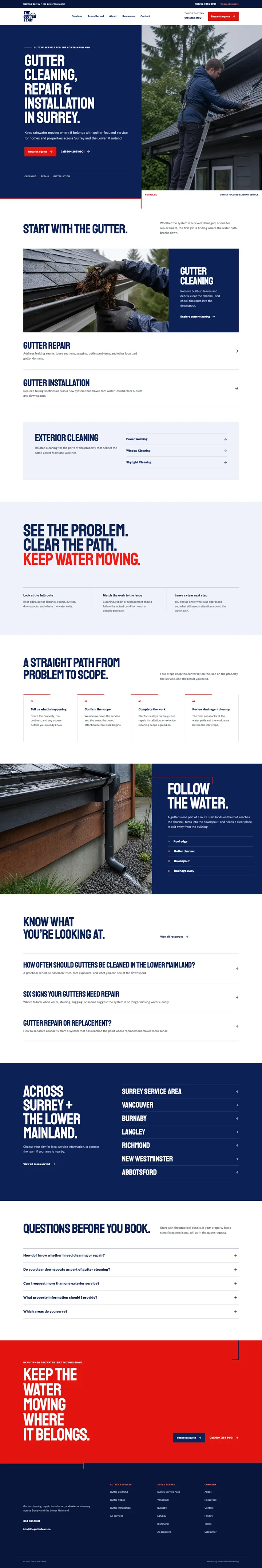 The Gutter Team website, designed by Small World Marketing