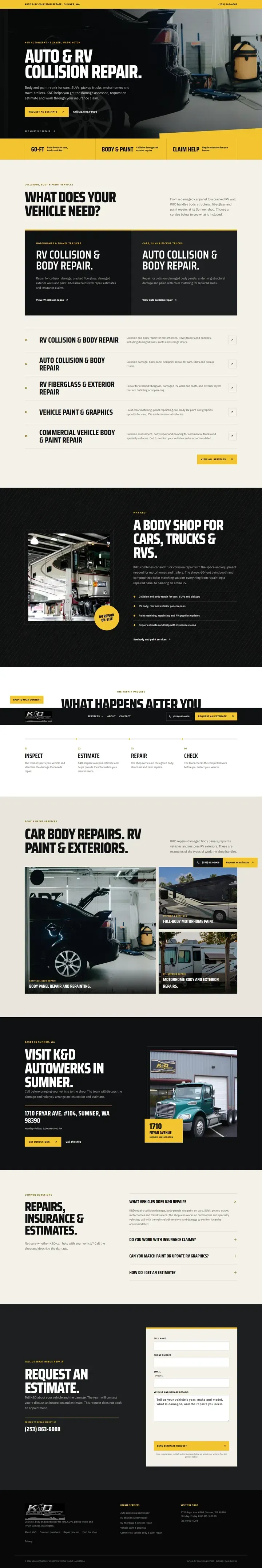 K&D AutoWerks website, designed by Small World Marketing