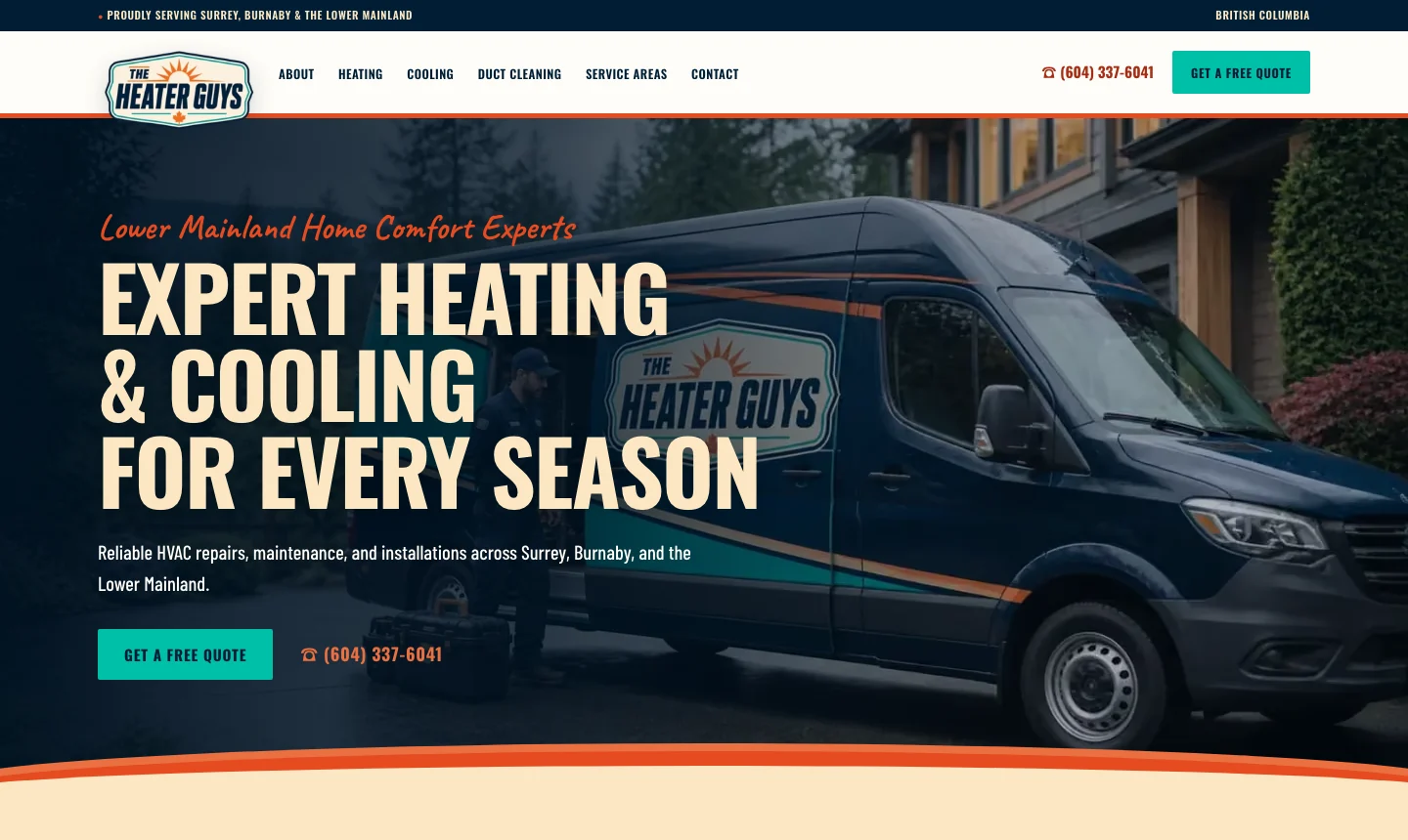 The Heater Guys website homepage