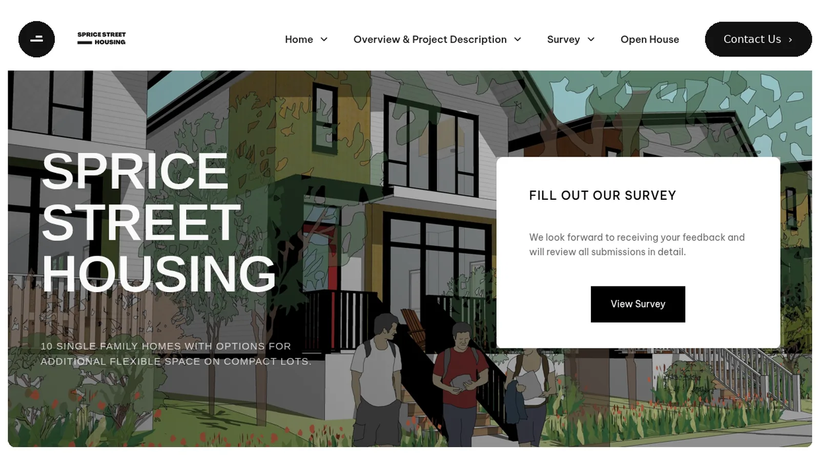 Sprice Street Housing website, designed by Small World Marketing