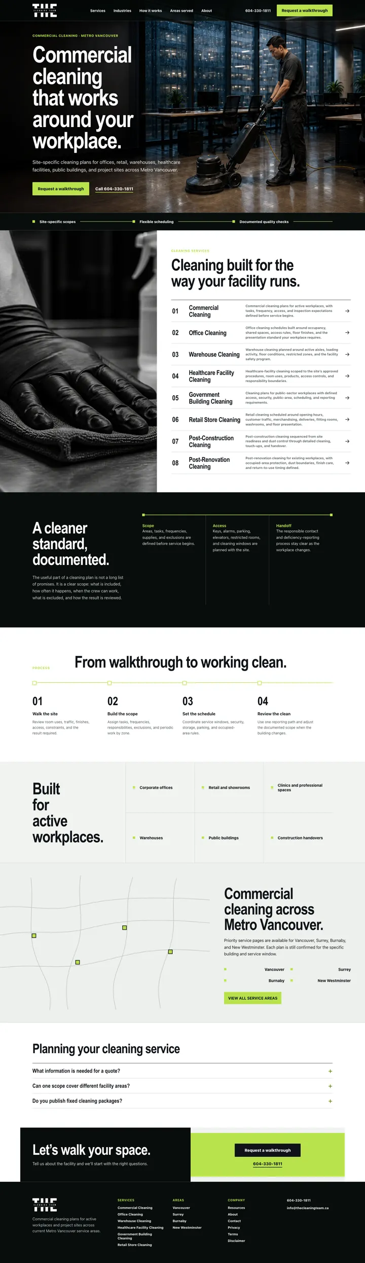 The Cleaning Team website, designed by Small World Marketing