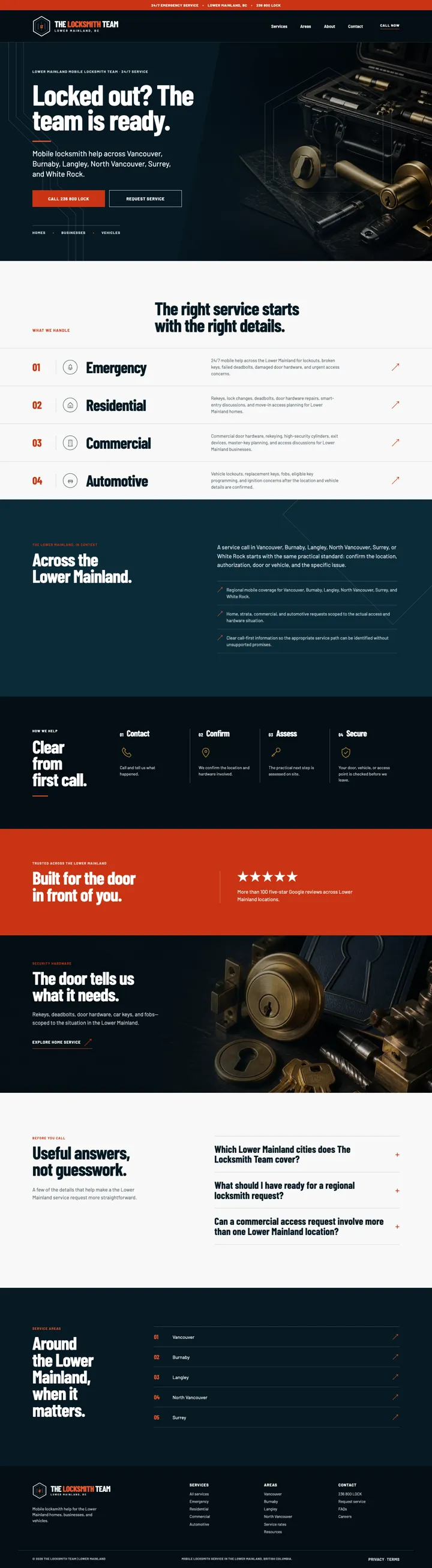 The Locksmith Team website, designed by Small World Marketing