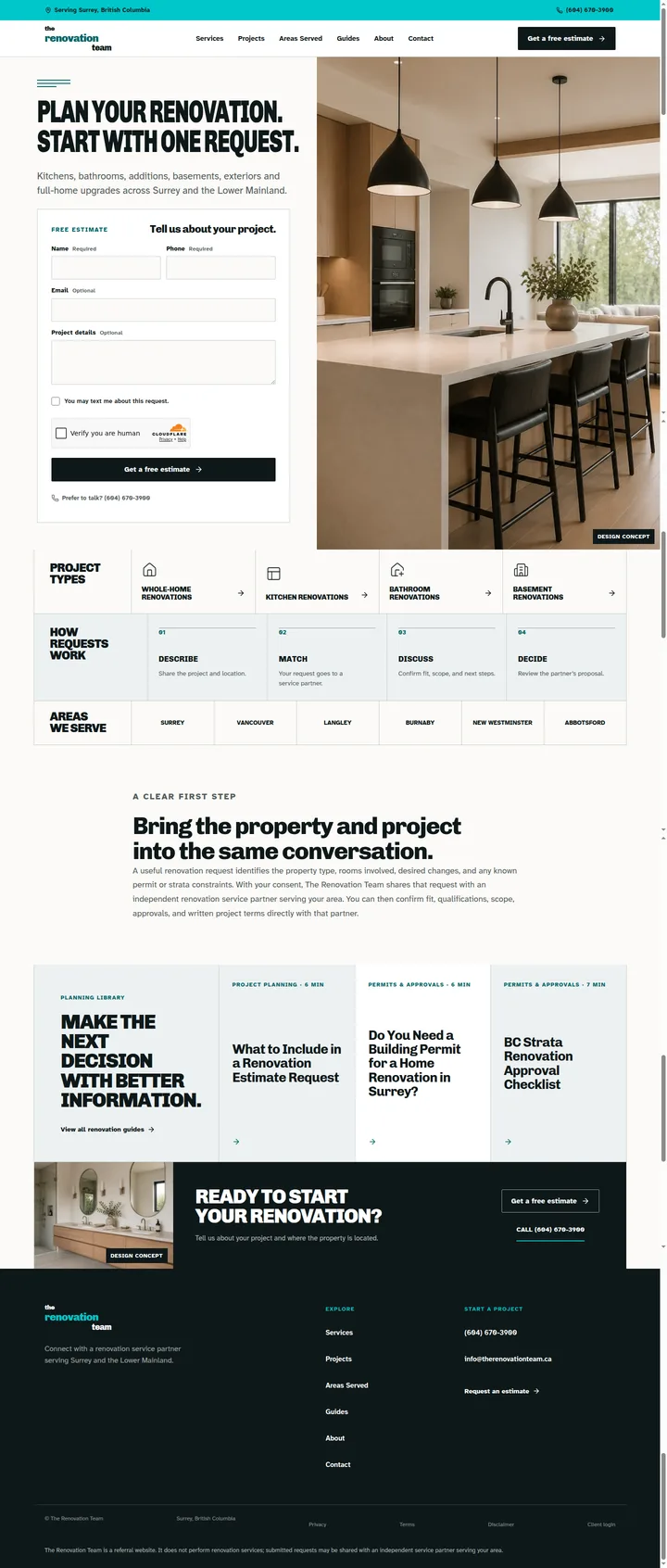The Renovation Team website, designed by Small World Marketing