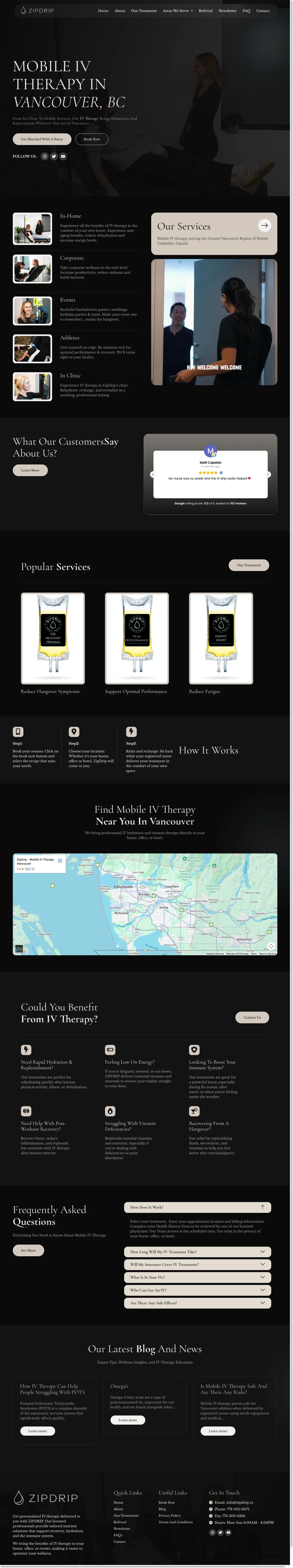 ZipDrip homepage, full length, redesigned by Small World Marketing